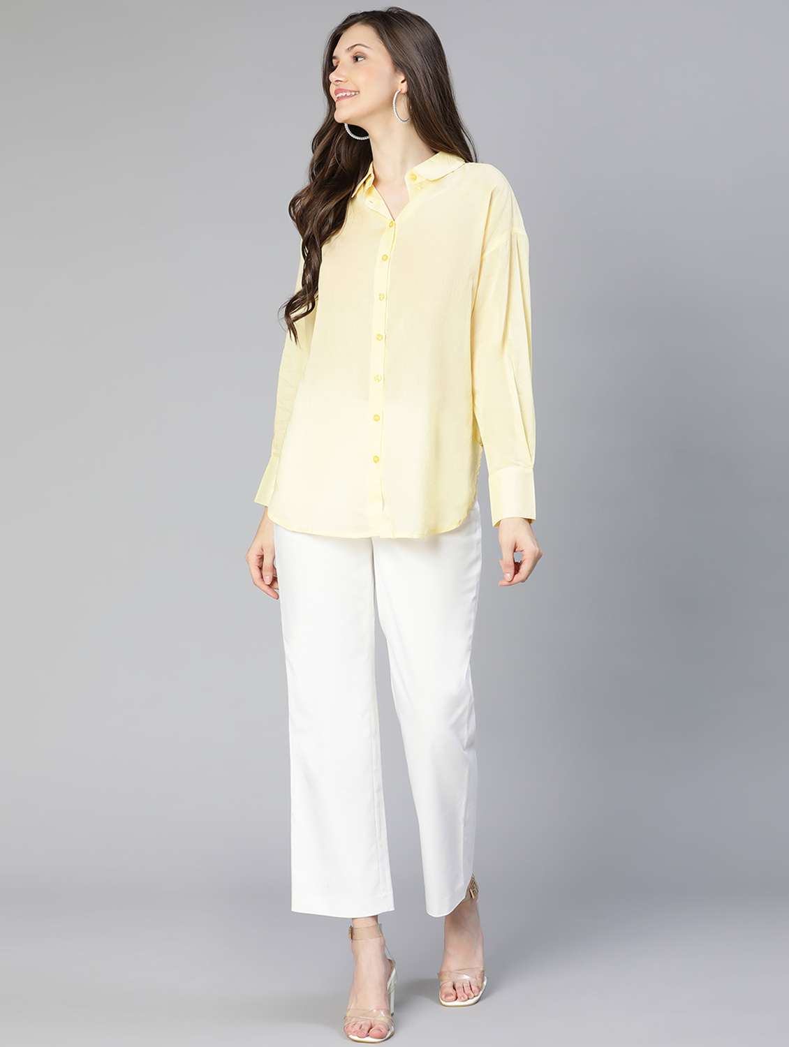 yellow solid regular shirt - 18634642 -  Standard Image - 5