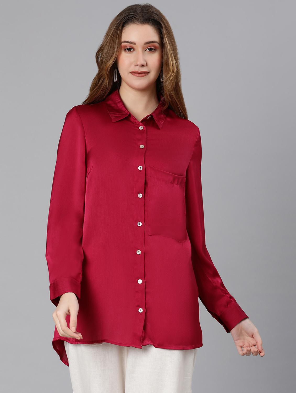 maroon solid regular shirt - 18634643 - Zoom Image - 0