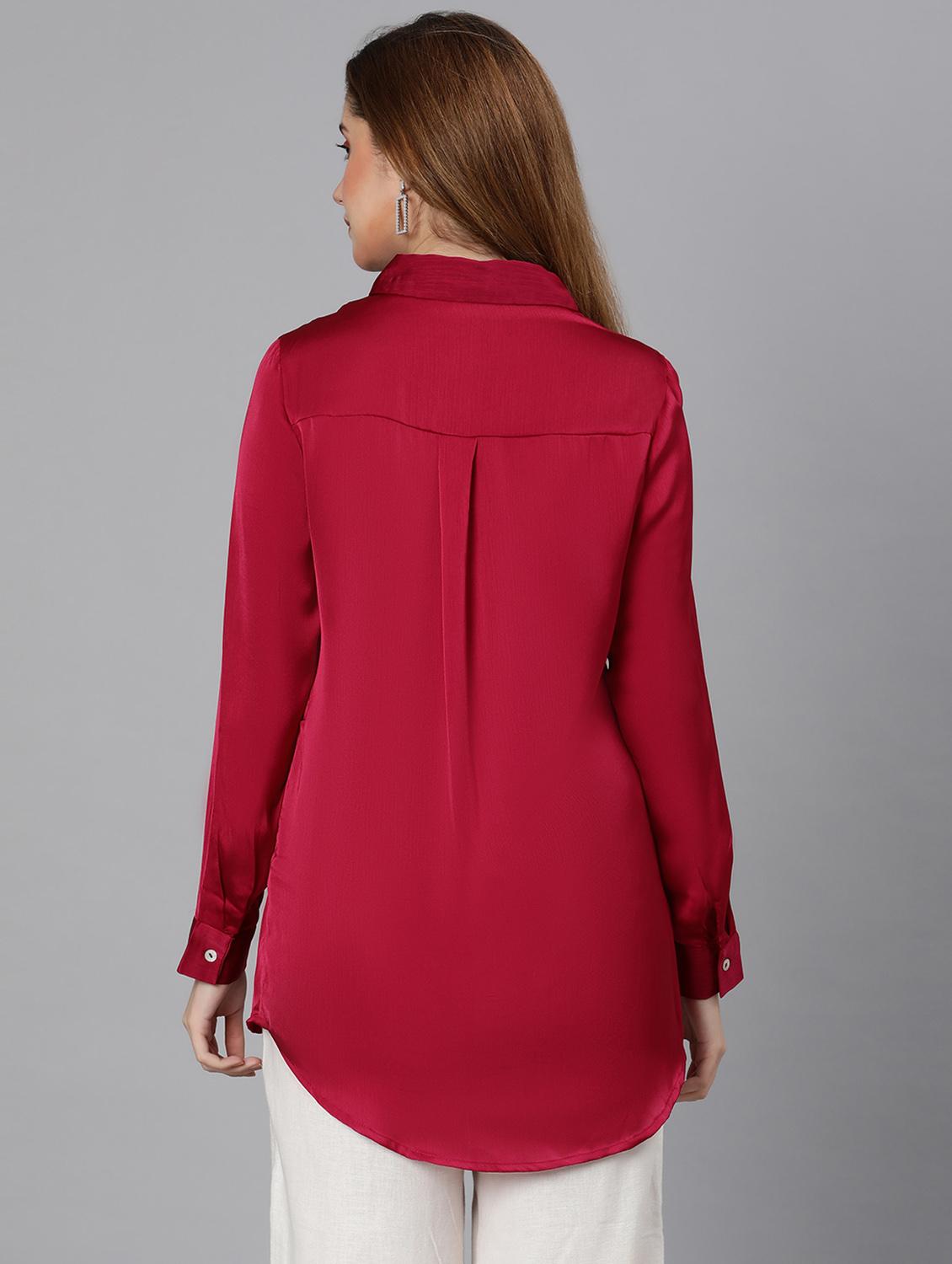 maroon solid regular shirt - 18634643 - Standard Image - 3