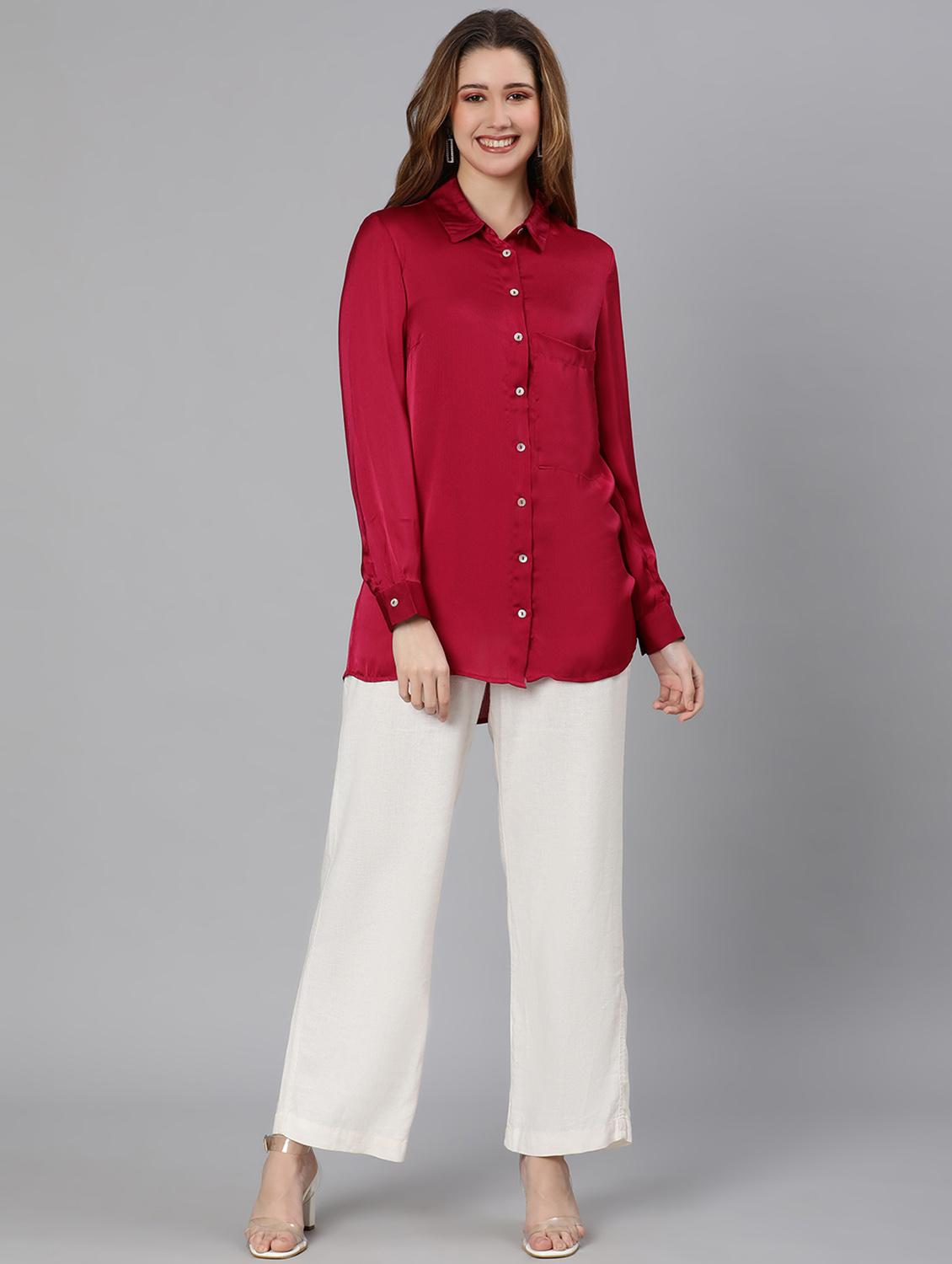 maroon solid regular shirt - 18634643 - Standard Image - 5