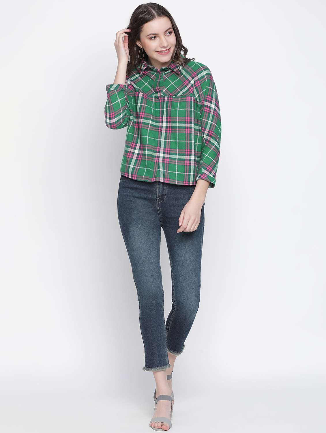 green checkered regular shirt - 18634650 - Standard Image - 5