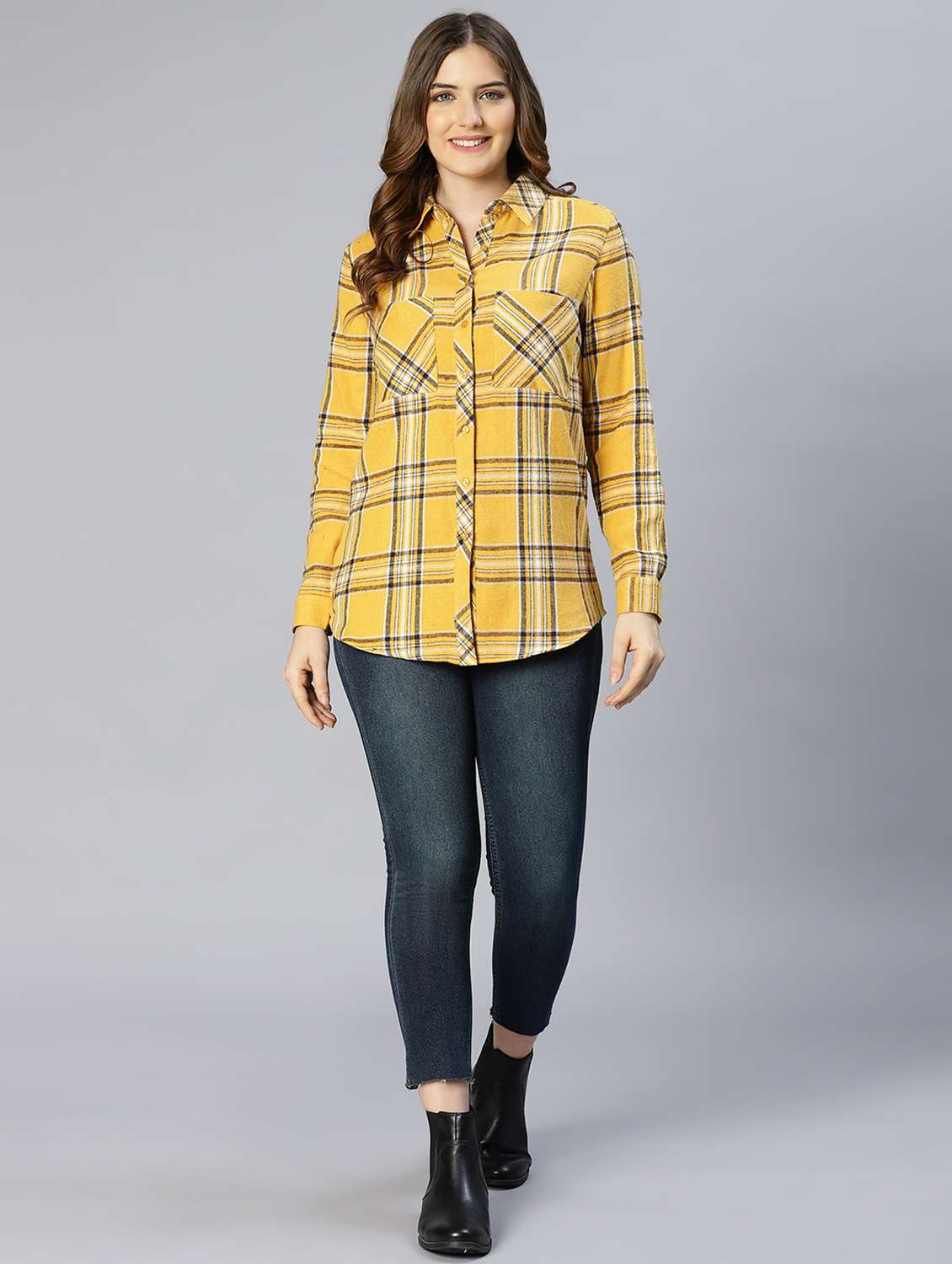 yellow checkered regular shirt - 18634658 -  Standard Image - 5
