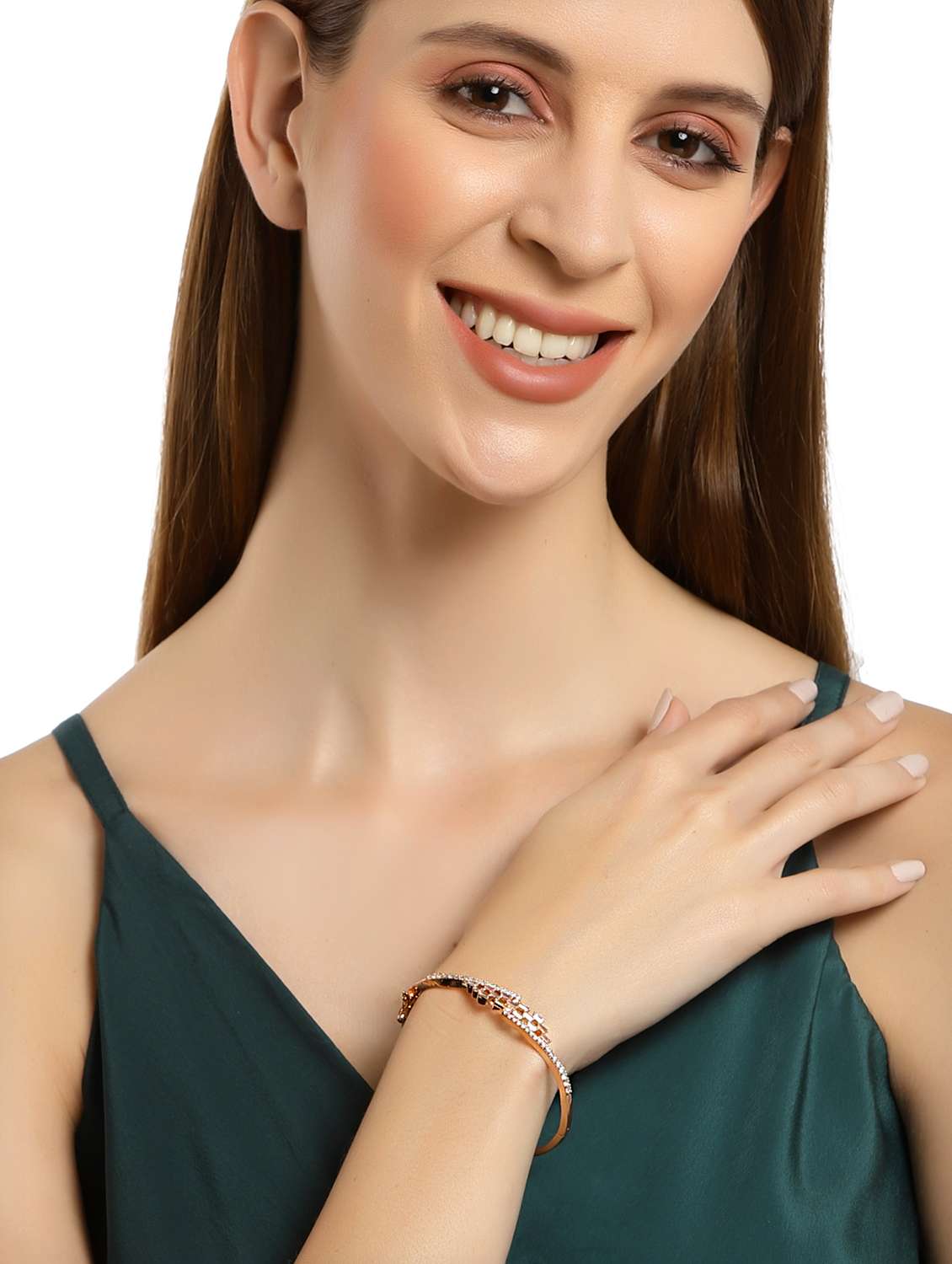 rose gold plated american diamond studded bangle - 18635674 -  Standard Image - 3