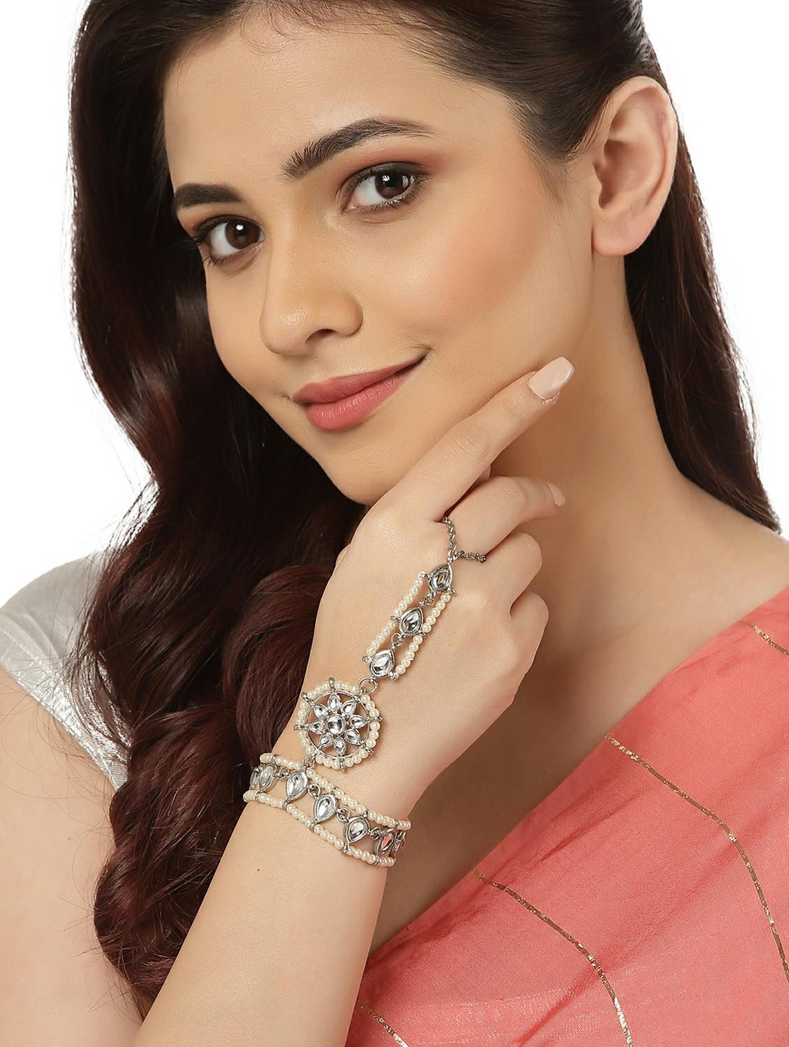 silver metal bangle bracelet - 18635708 - Standard Image - 5