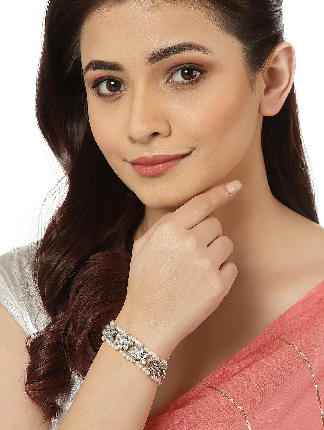 silver metal bangle bracelet - 18635709 - Standard Image - 3