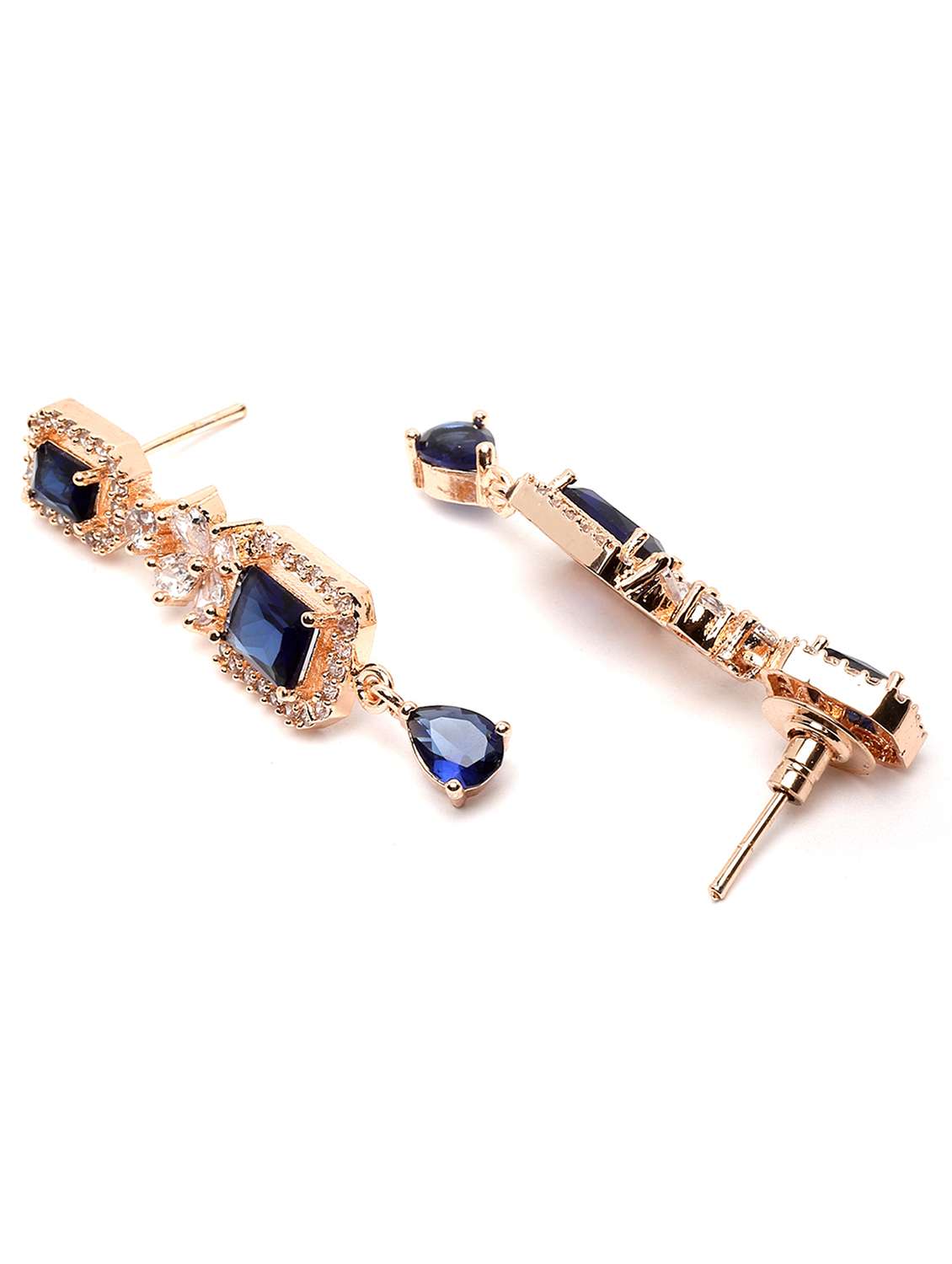 karatcart rose gold plated blue ad necklace set - 18635817 - Standard Image - 3
