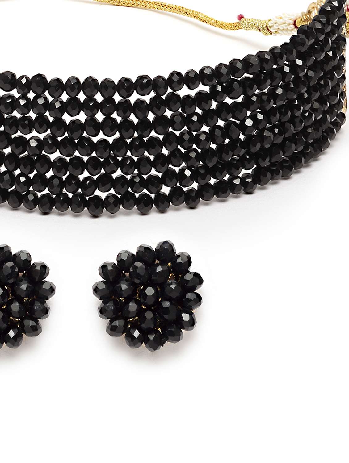 Buy online Karatcart Black Crystal Beaded Choker Necklace Set from
