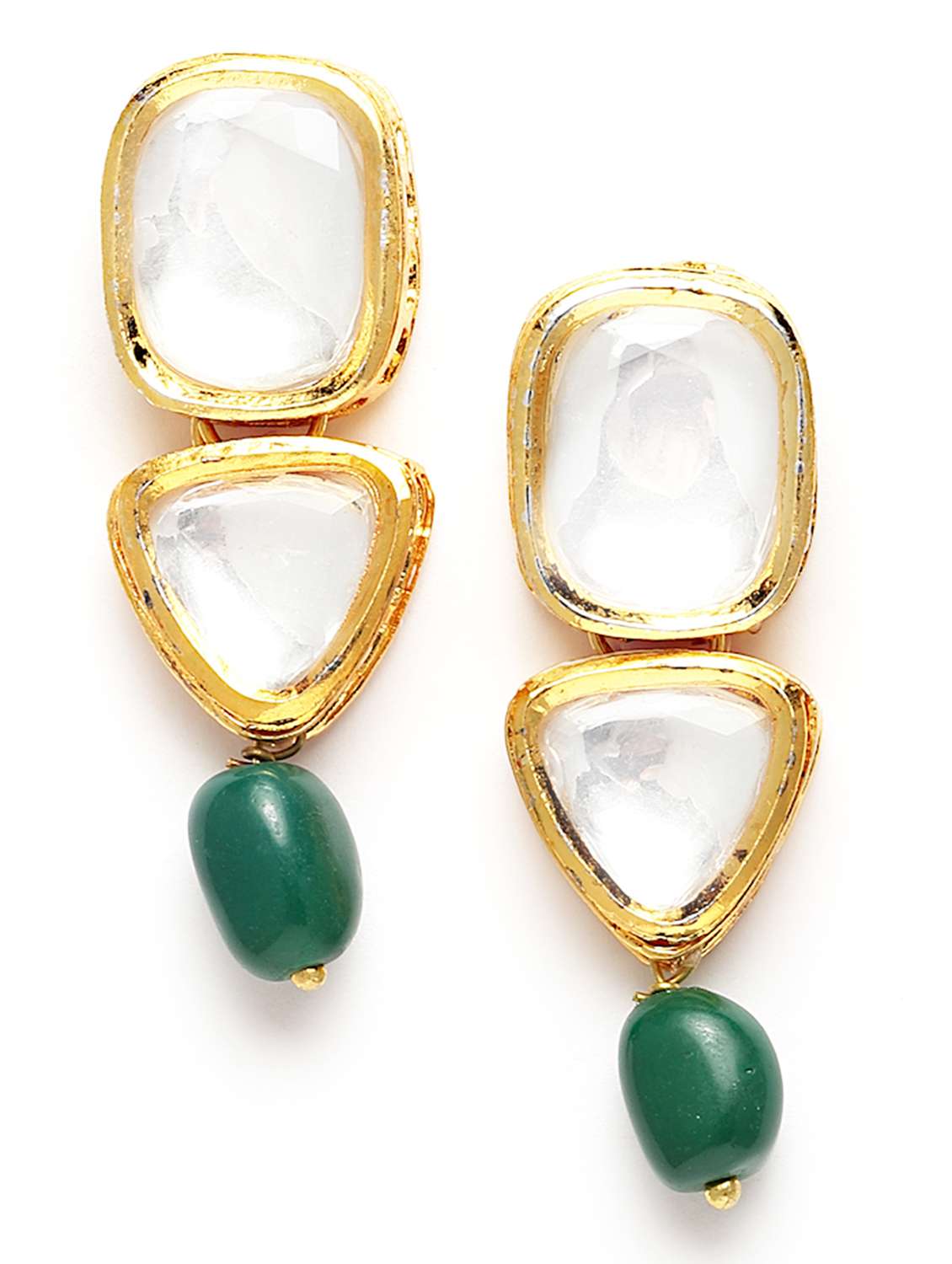 karatcart green tumble polki choker necklace set - 18635948 -  Standard Image - 3