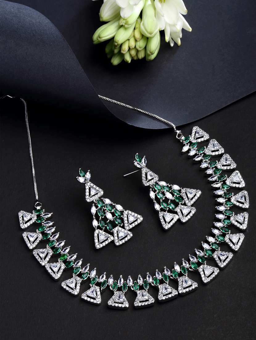silver plated necklaces and earring set
