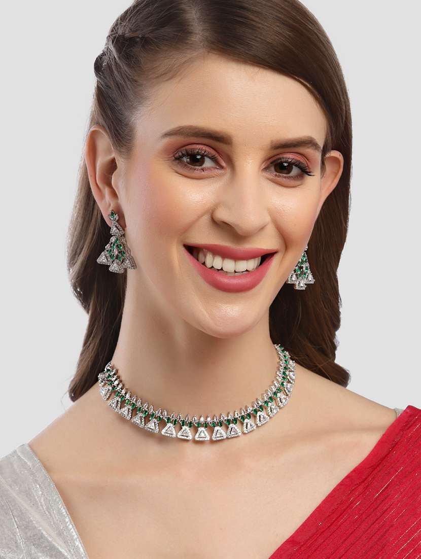 silver plated necklaces and earring set - 18636033 -  Standard Image - 5