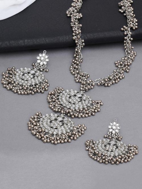 silver plated necklaces and earring set - 18636048 - Standard Image - 0