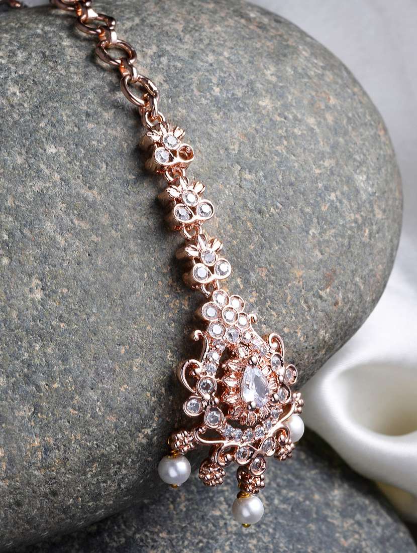 pink metal maang teekas & passa