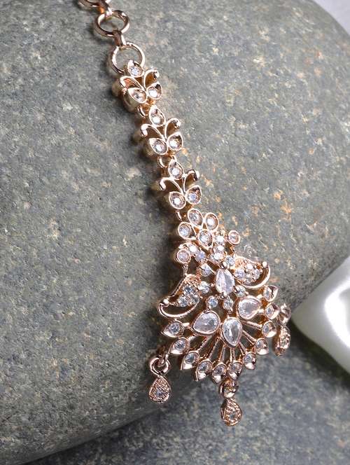 pink metal maang teekas & passa - 18636125 -  Standard Image - 0