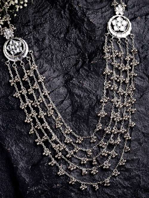 silver metal long necklace - 18636144 - Standard Image - 0