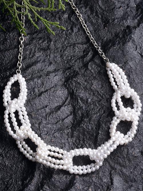white metal choker necklace - 18636148 -  Standard Image - 0