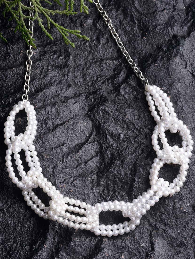 white metal choker necklace - 18636148 -  Zoom Image - 0
