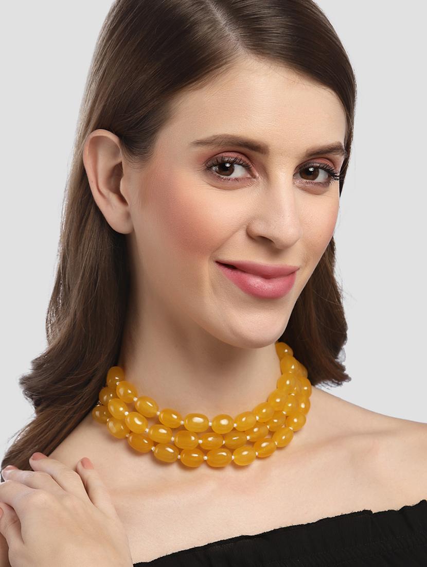 yellow metal choker necklace - 18636149 - Standard Image - 3