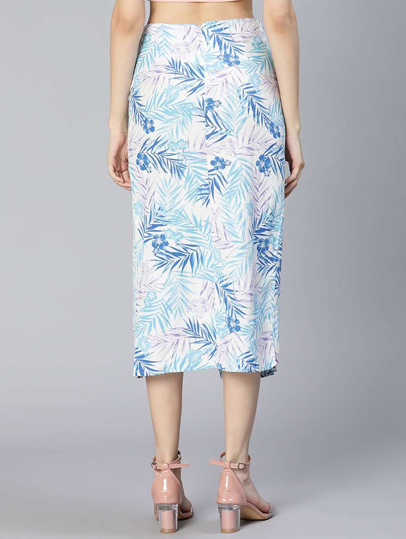 mid rise floral high slit wrap skirt - 18636725 -  Standard Image - 3