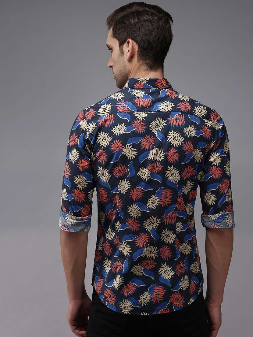 mens leaf print casual shirt - 18636826 - Standard Image - 3