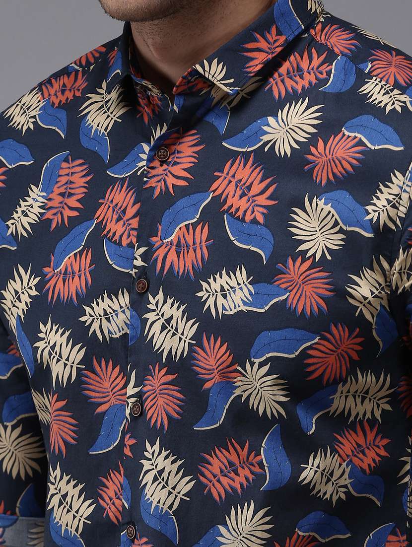 mens leaf print casual shirt - 18636826 - Standard Image - 5
