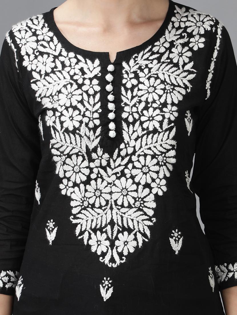 chikankari embroidered short kurti - 18636941 - Standard Image - 5