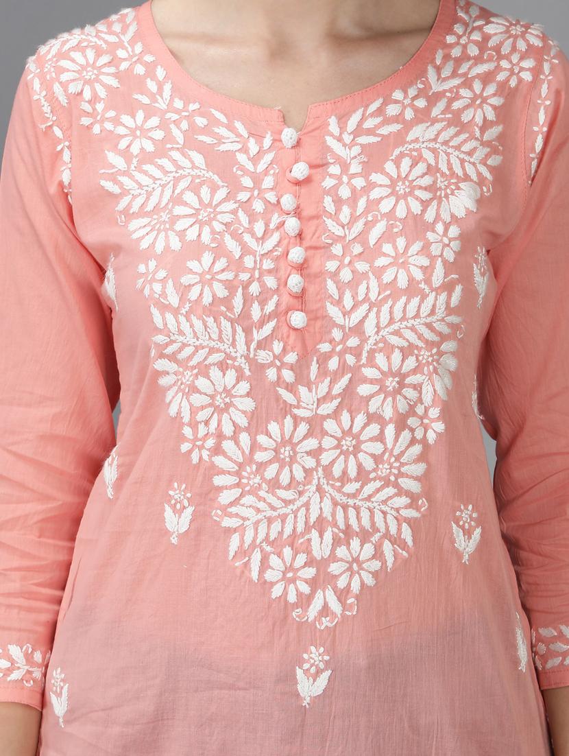 chikankari embroidered short kurti - 18636943 - Standard Image - 5