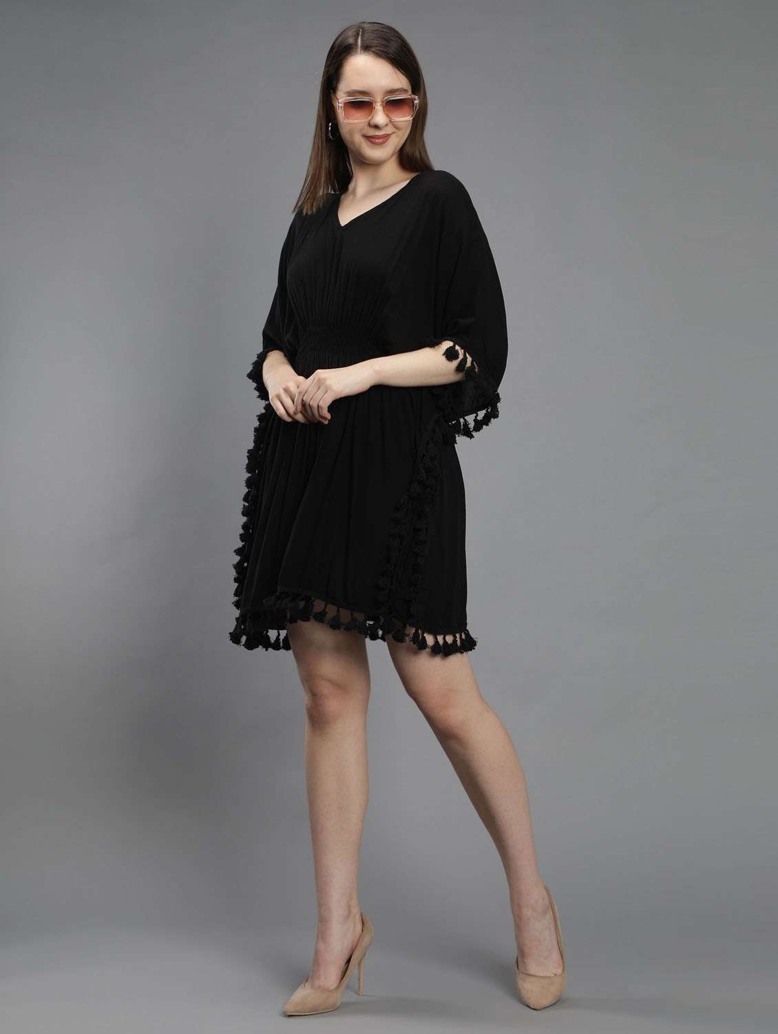 black viscose dresses kaftan - 18637134 - Standard Image - 3
