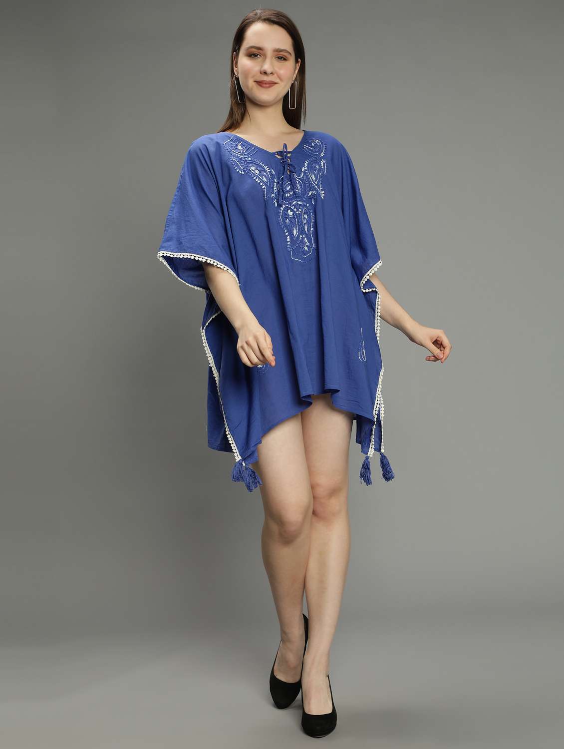 blue cotton dresses kaftan