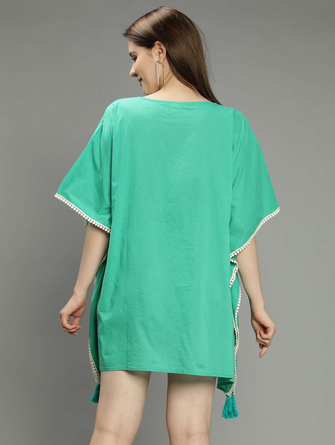 green cotton dresses kaftan - 18637138 - Standard Image - 3