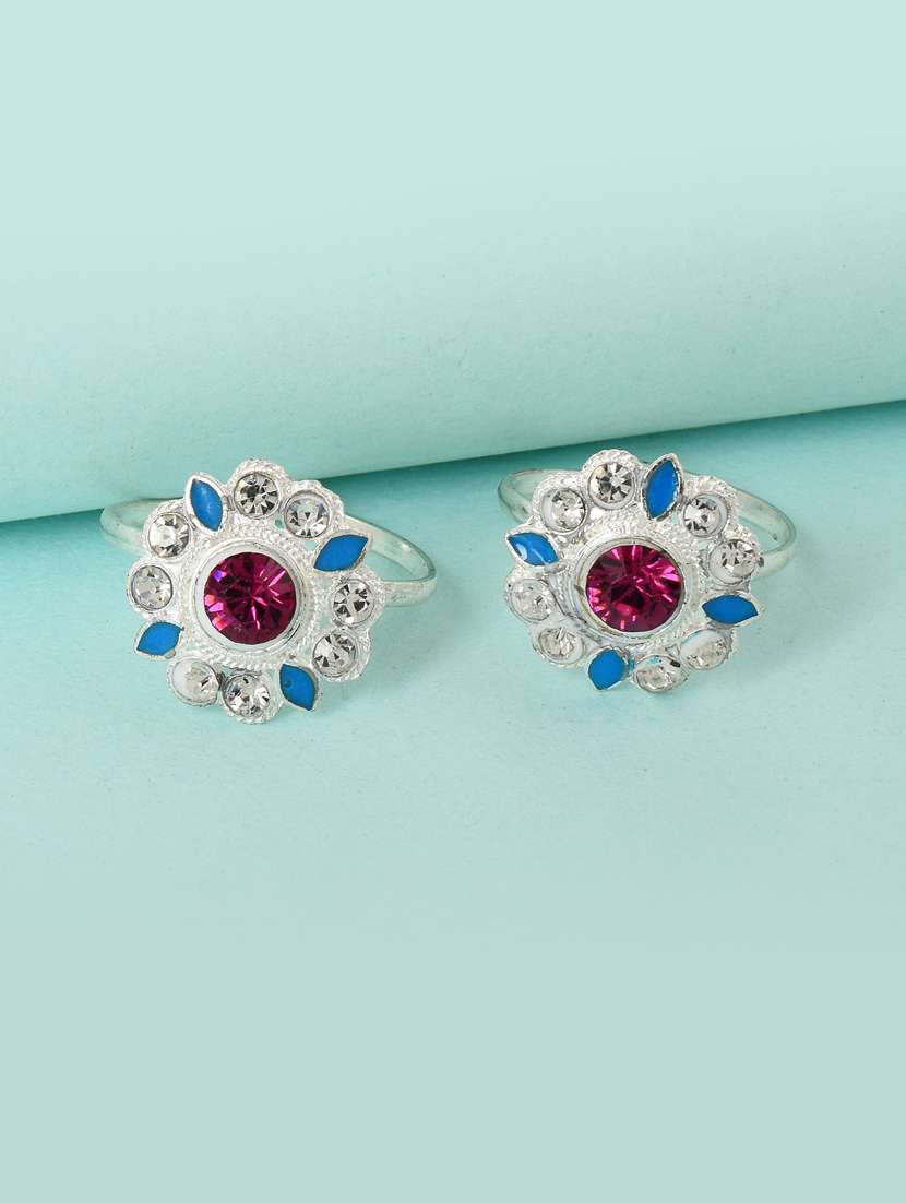 multi colored brass toe  ring