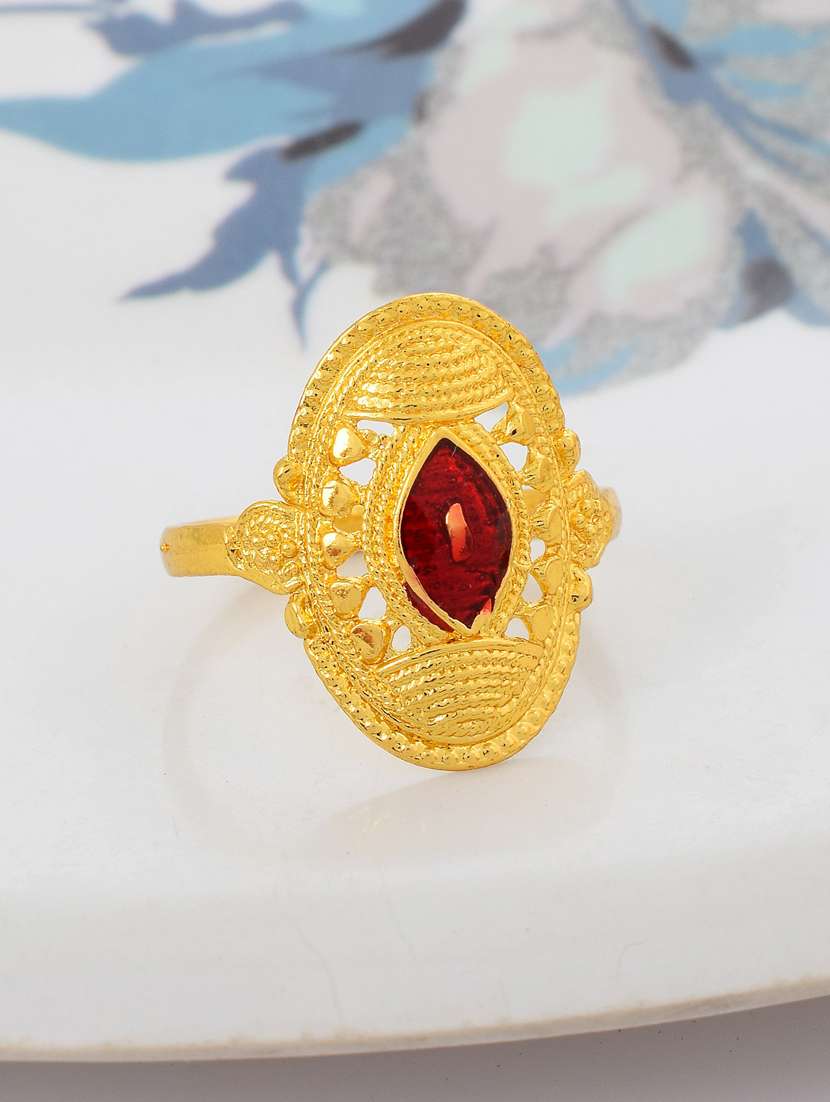 KHAMA GHANI OUTLETS SPECIAL INDIAN TRADITIONAL GOLD HANDMADE POLISH JADAU  RING