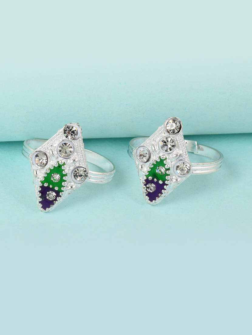 multi colored brass toe  ring