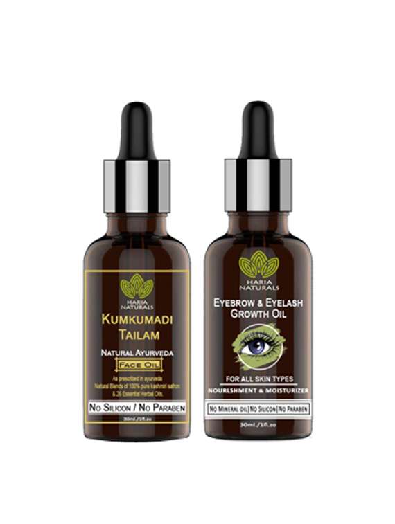 100% pure & naturals kumkumadi tailam 30ml & eyebrow & eyelashes growth oil 30ml (pack of 2)