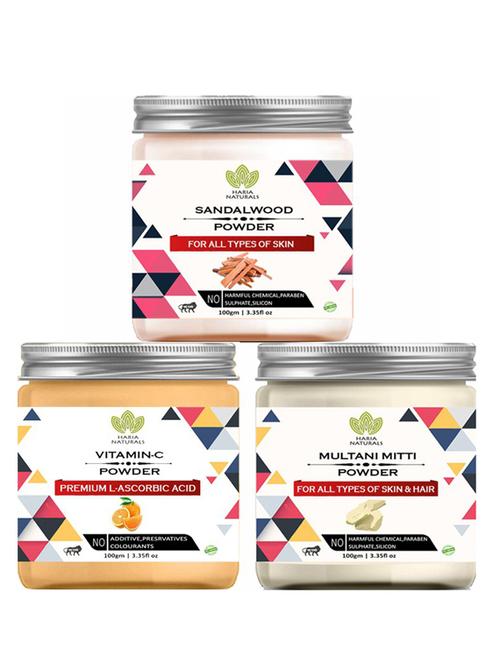 100% pure & naturals sandalwood powder 100gm & vitamin-c powder 100gm & multani mitti powder 100gm (pack of 3) 300gm - 18638599 -  Standard Image - 0
