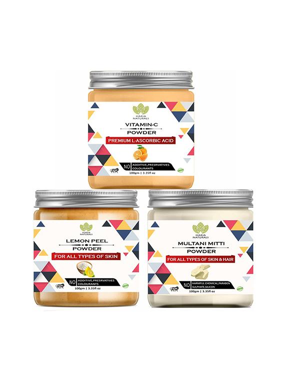 100% pure & naturals vitamin-c powder 100gm & lemon peel powder 100gm & multani mitti powder 100gm (pack of 3) 300gm - 18638859 - Zoom Image - 0