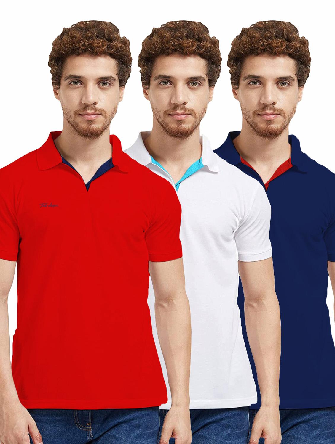men multi color regular fit pack of 3 solid polo t-shirt - 18642407 - Zoom Image - 0