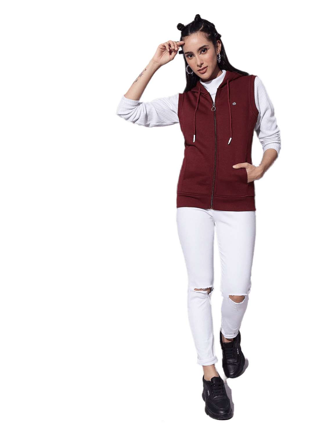 women's plain hooded sweatshirt - 18642445 - Standard Image - 3
