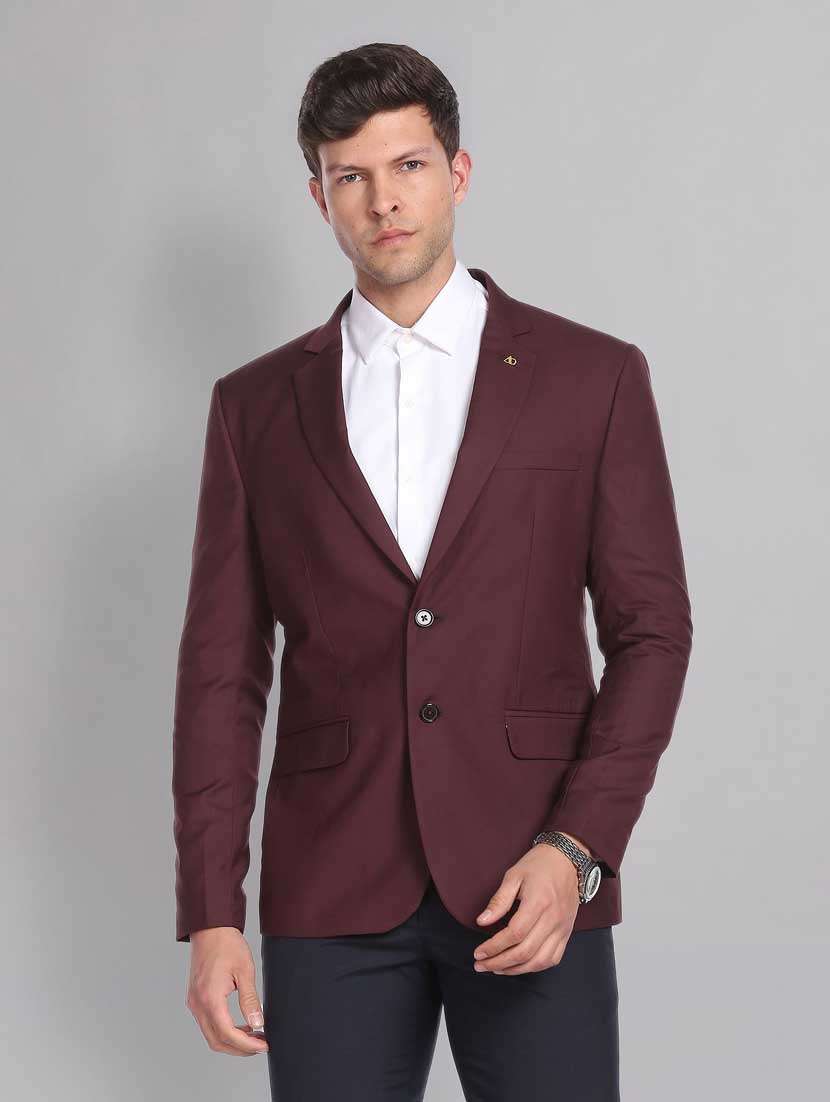 solid single breasted formal blazer