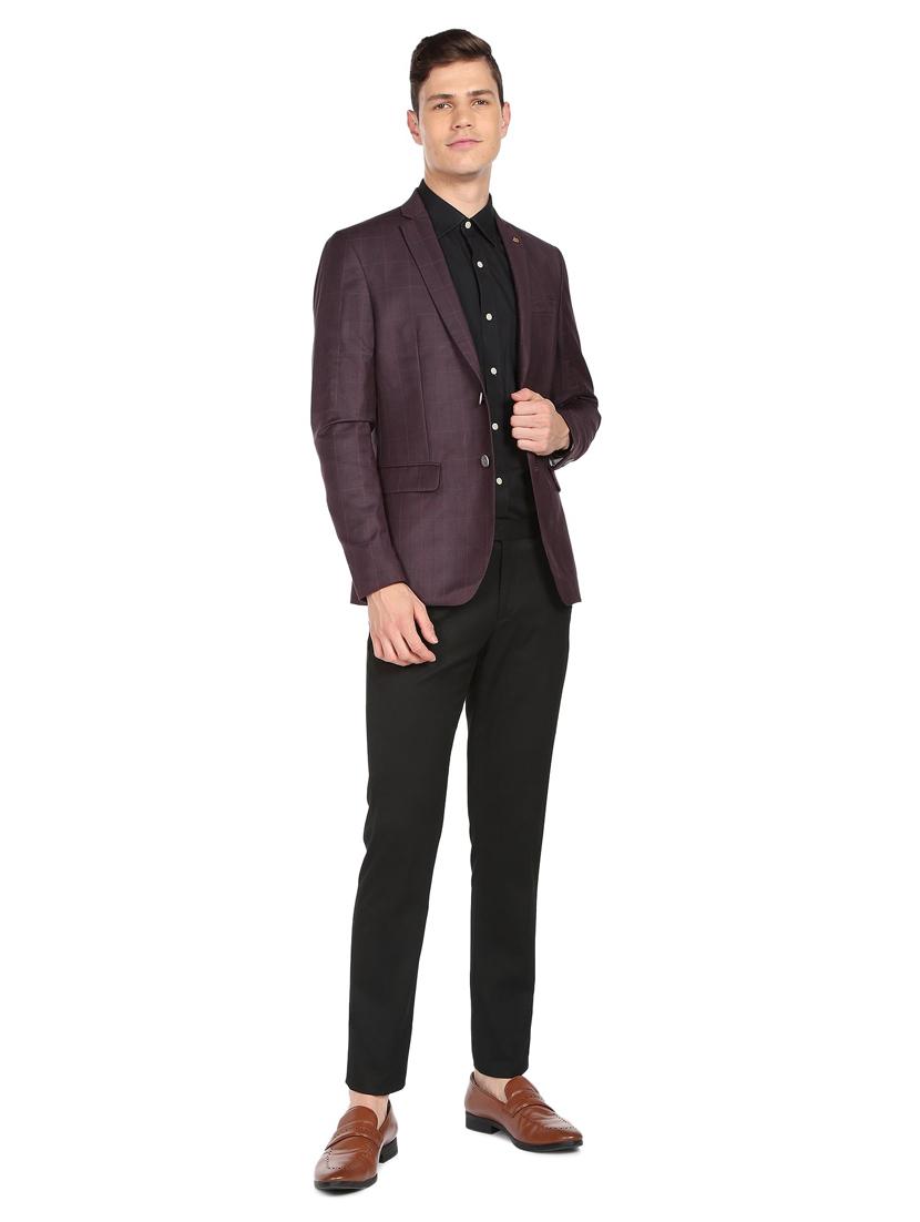 checkered single breasted formal blazer - 18645807 - Standard Image - 3