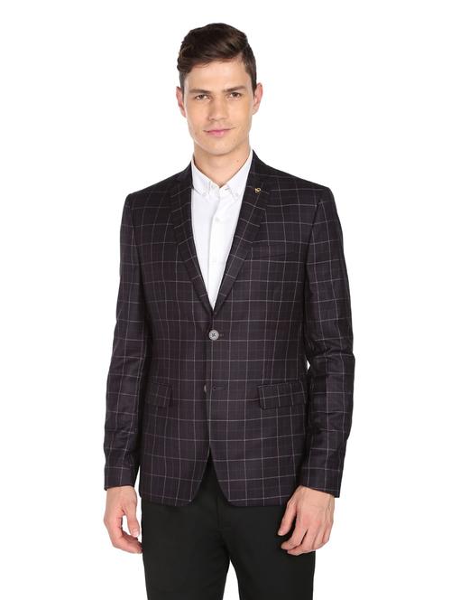 checkered single breasted formal blazer - 18645815 - Standard Image - 0