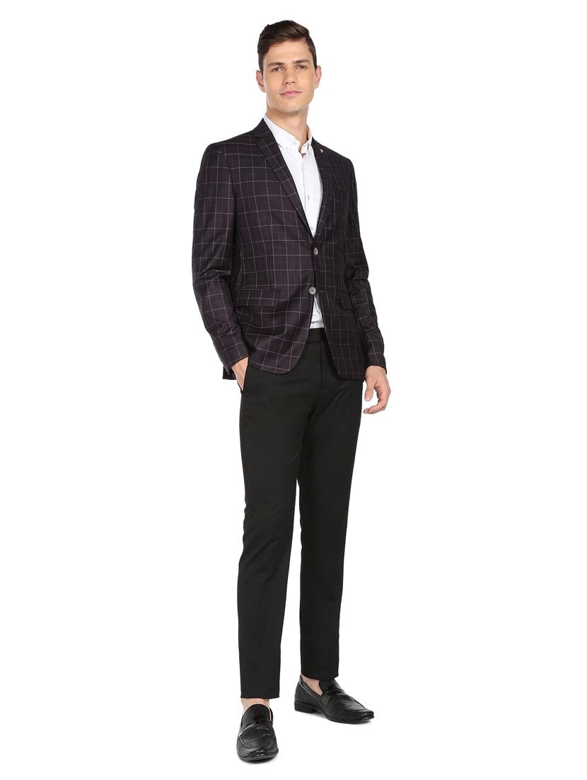 checkered single breasted formal blazer - 18645815 - Standard Image - 3