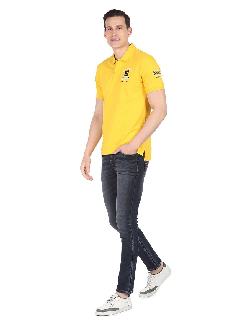 yellow solid polo t-shirt - 18646130 - Standard Image - 3