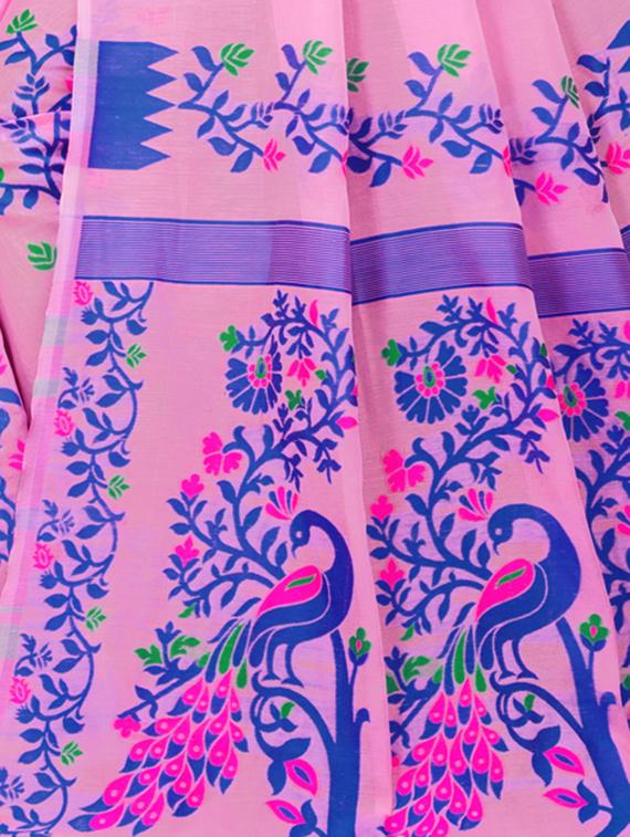 jacquard work jamdani saree with blouse - 18649514 - Standard Image - 3