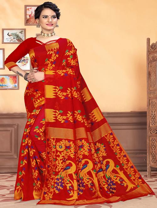 jacquard work jamdani saree with blouse - 18649517 -  Standard Image - 0