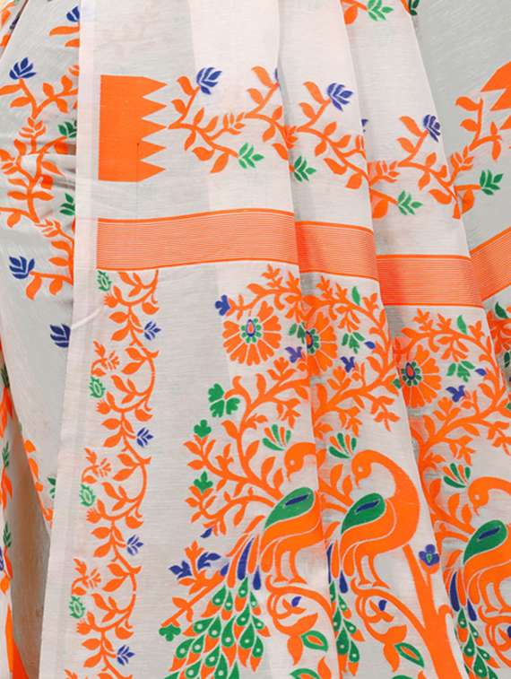 jacquard work jamdani saree with blouse - 18649518 - Standard Image - 3