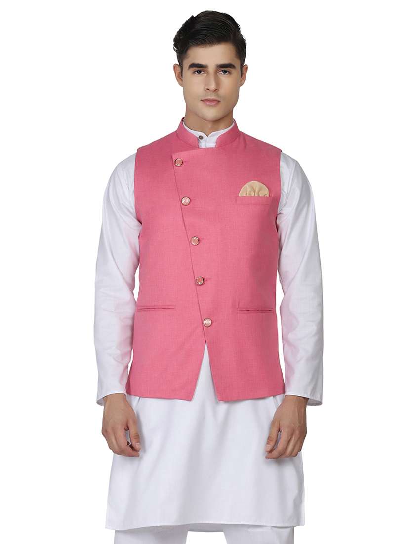solid asymmetric nehru jacket