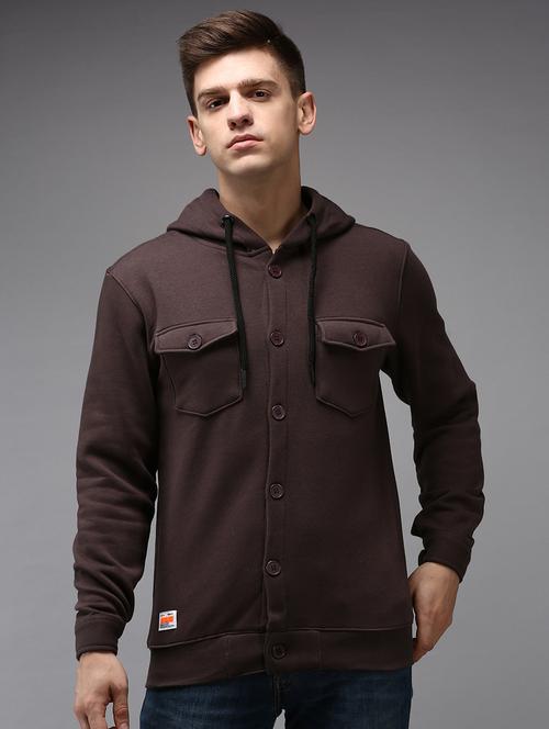 hooded neck solid casual jacket - 18650403 -  Standard Image - 0