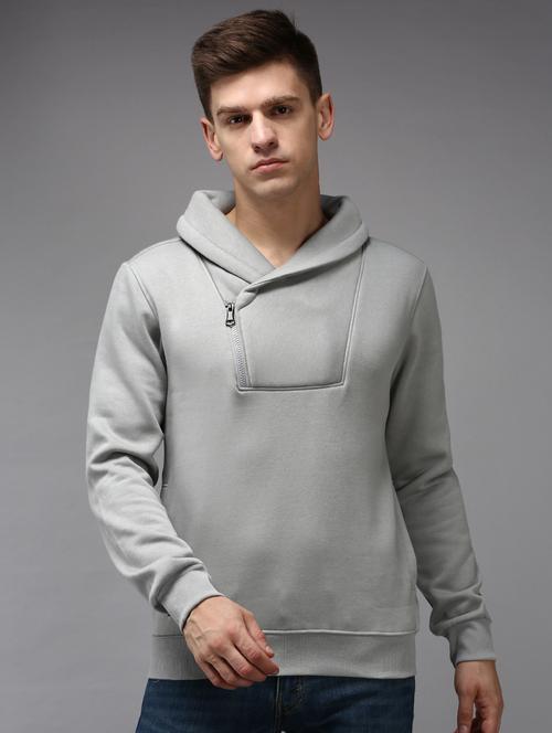 stylized neck solid sweatshirt - 18650426 - Standard Image - 0