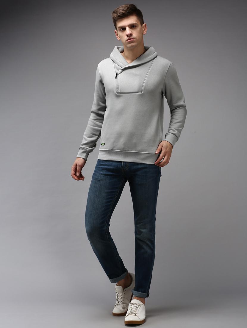 stylized neck solid sweatshirt - 18650426 - Standard Image - 3