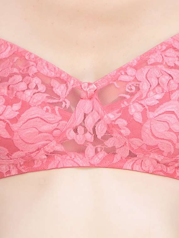 lace detailed non padded regular bra - 18650492 -  Standard Image - 3